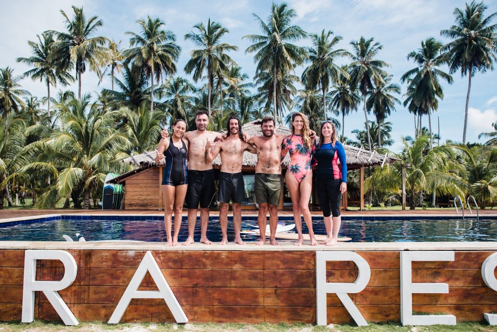 Elite Surf Coaching group at the surf camp